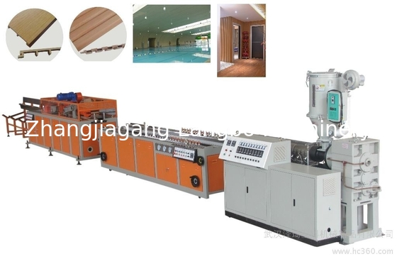 목재 플라스틱 PVC WPC 문 프레임 생산 라인 가판 절단기 및 400kg / h 출력 용량