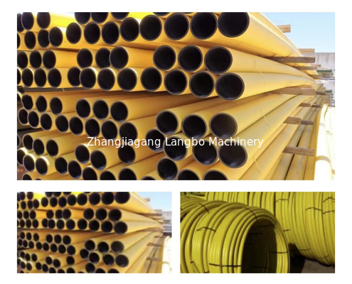 단일 나사 설계 고밀도 HDPE PE 파이프 추출 라인 사용자 정의 전압 요구 사항